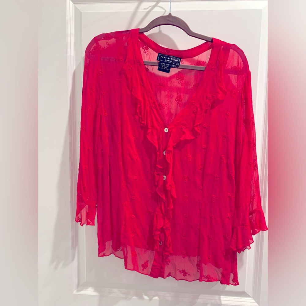 Gorgeous hot pink silk top with camisole